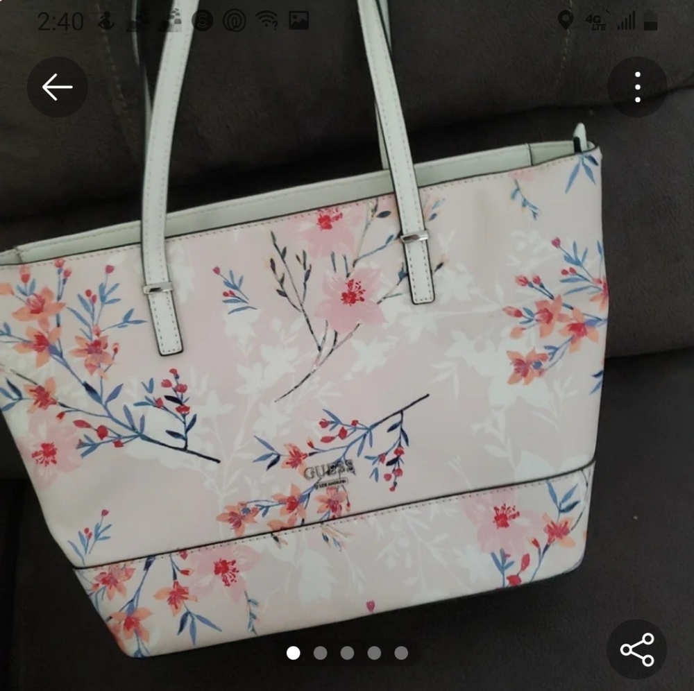 guess cherry blossom tote style purse